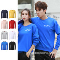 Long Sleeves Cotton Plain Unisex Crewneck Sweatshirt